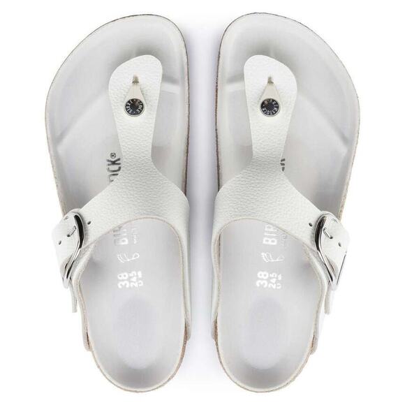 Birkenstock Gizeh Big Buckle White Leather Sandals Women’s 37 6 Narrow NEW~NWT - Picture 4 of 15